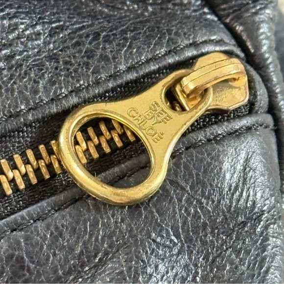 Vintage See by Chloe Funny Love Black Leather Shoulder Bag with Flaw - Picture 10 of 16